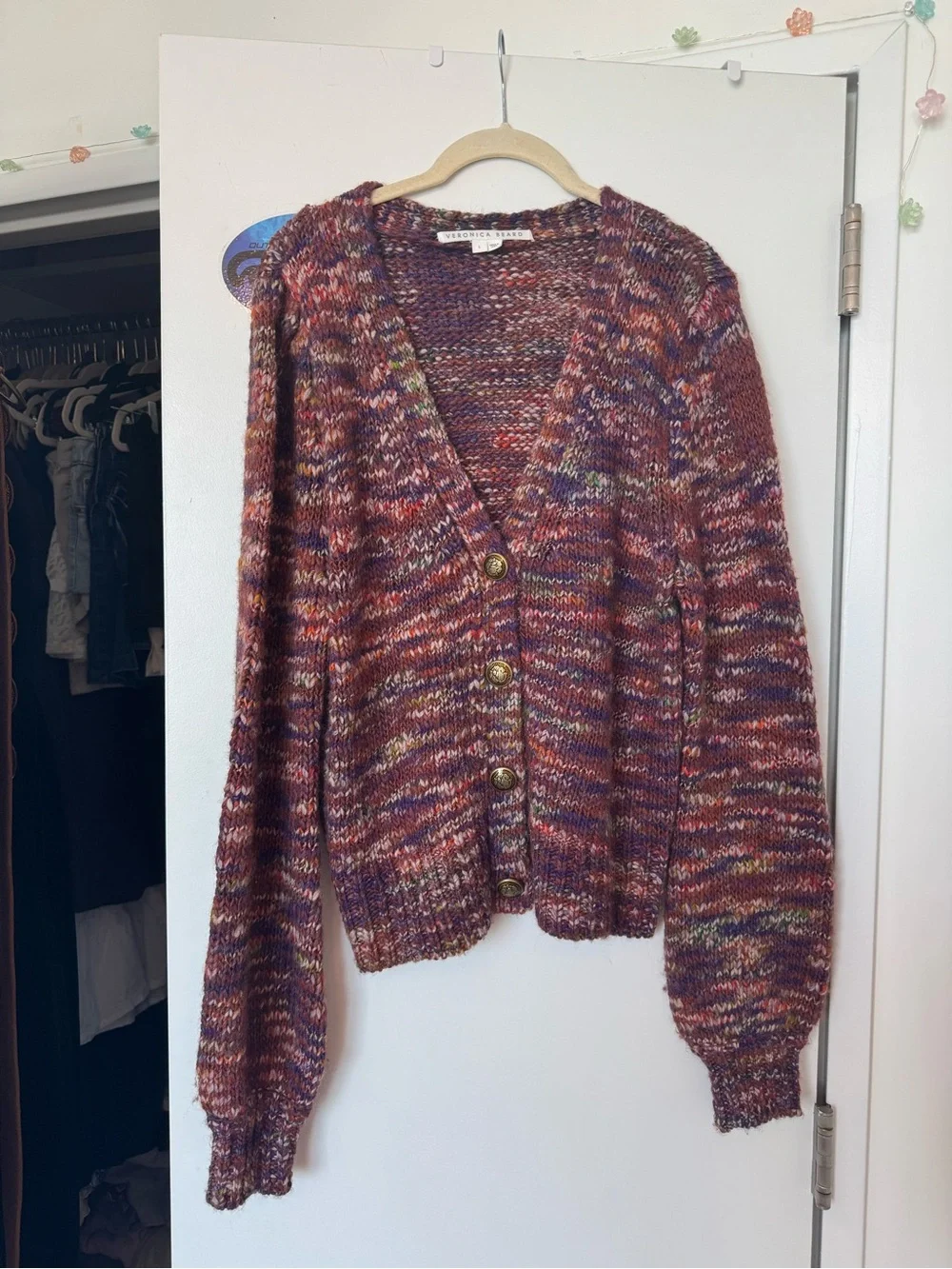 Veronica Beard Multicolor Marled Button Front Cardigan